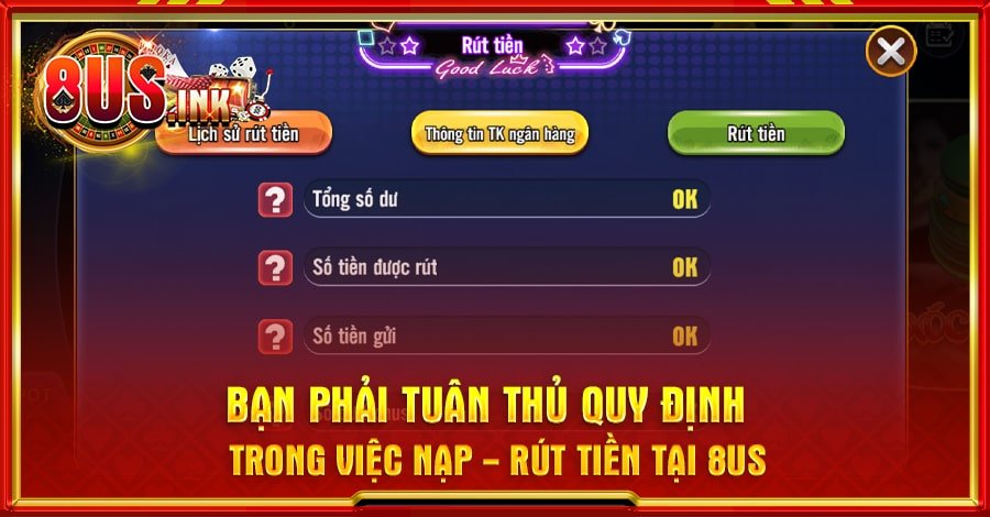 Điều kiện nạp - rút tiền tại 8US Điều kiện nạp - rút tiền tại 8US
