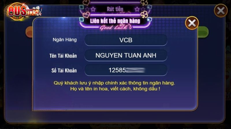 Bước 2: Để rút thưởng cần phải liên kết thẻ ngân hàng Bước 2: Để rút thưởng cần phải liên kết thẻ ngân hàng