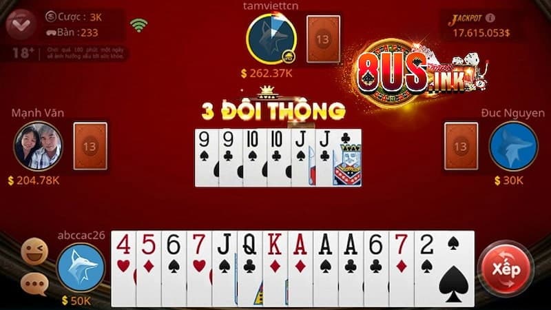 Các bộ bài có trong game tiến lên miền Nam online